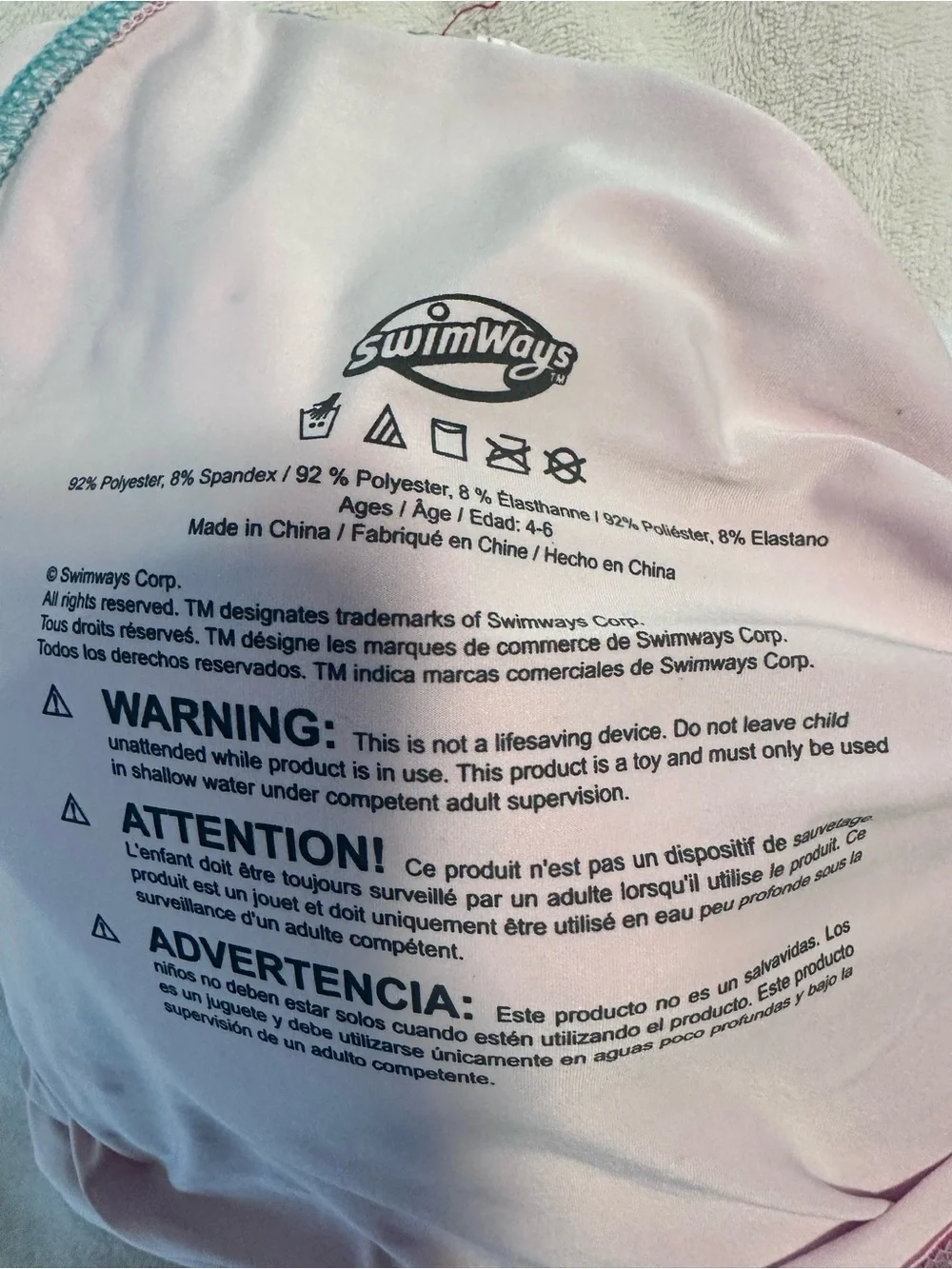 SwimWays Girls' Pink Mermaid Rashguard Float Top